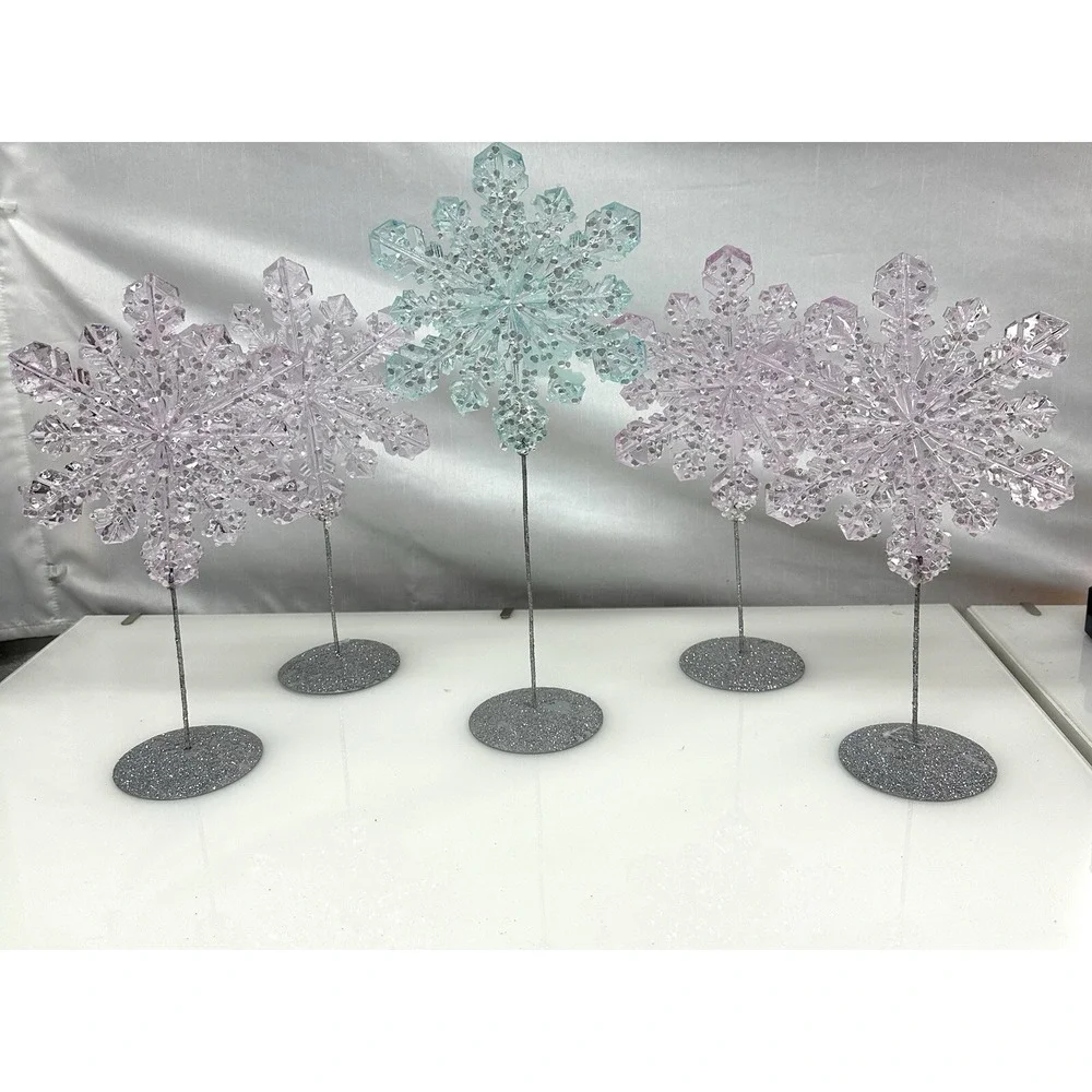 Decorative snowflakes with plastic and rhinestones party,Christmas NY Set of 5